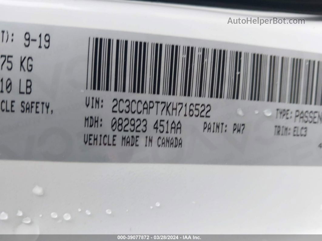 2019 Chrysler 300 300c White vin: 2C3CCAPT7KH716522