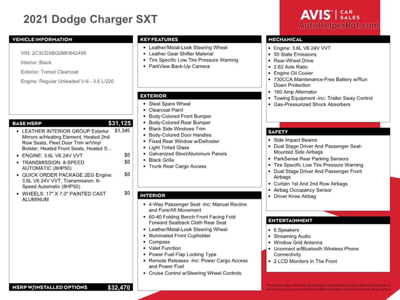 2021 Dodge Charger Sxt Красный vin: 2C3CDXBG0MH642499