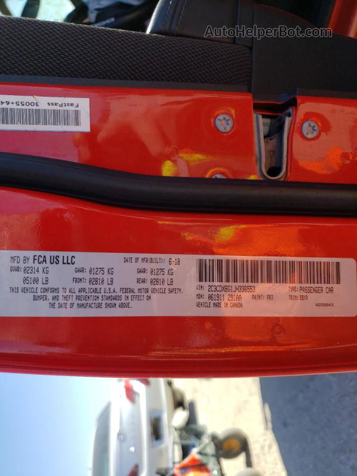 2018 Dodge Charger Sxt Red vin: 2C3CDXBG1JH336553