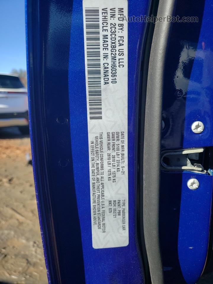 2021 Dodge Charger Sxt Blue vin: 2C3CDXBG2MH603610