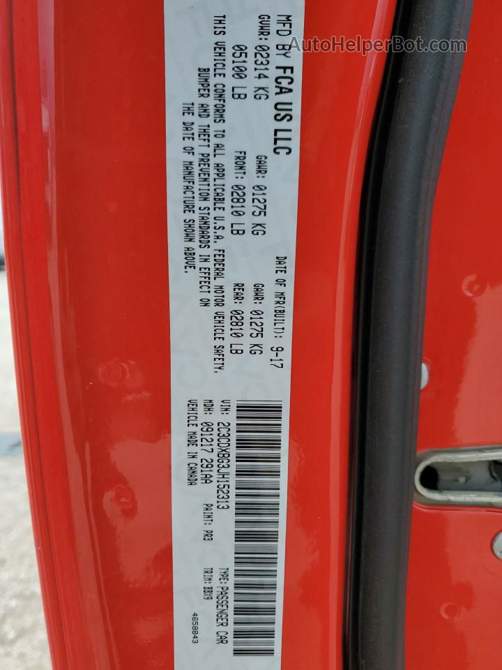 2018 Dodge Charger Sxt Красный vin: 2C3CDXBG3JH152313