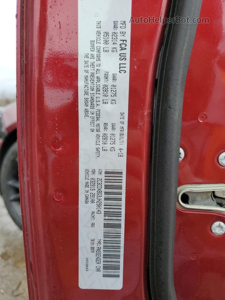 2018 Dodge Charger Sxt Красный vin: 2C3CDXBG3JH290143