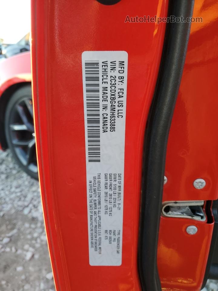 2021 Dodge Charger Sxt Red vin: 2C3CDXBG4MH633885