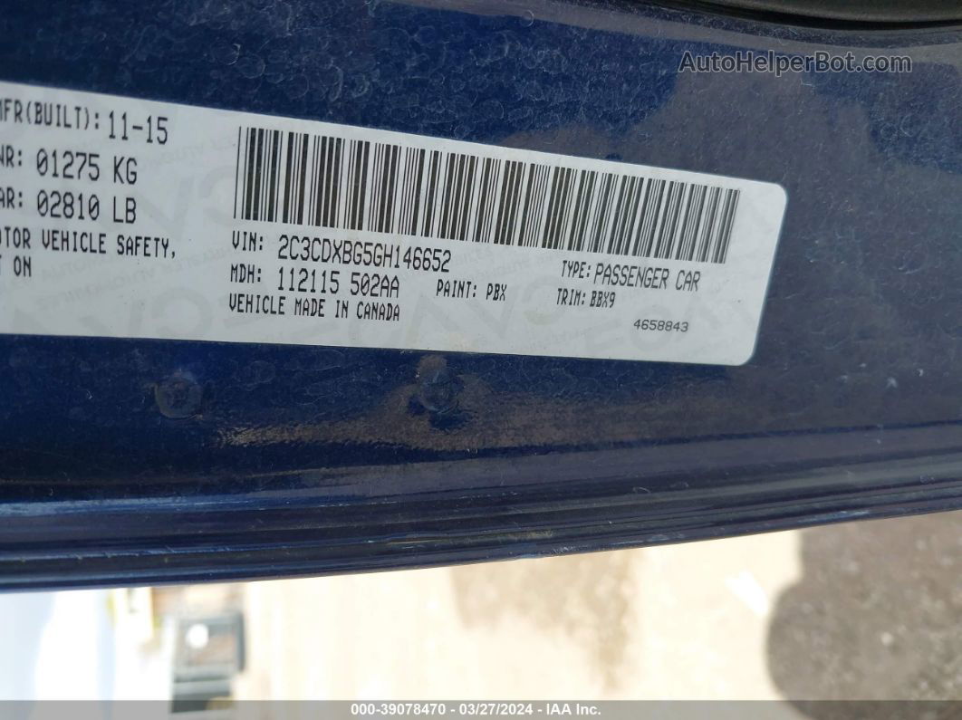 2016 Dodge Charger Se Blue vin: 2C3CDXBG5GH146652