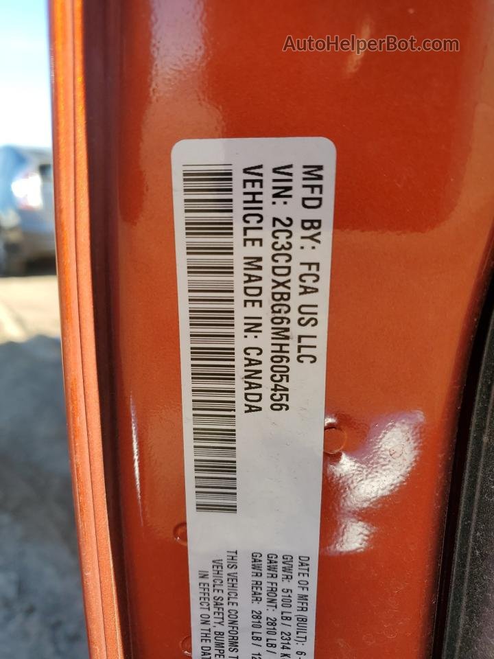 2021 Dodge Charger Sxt Оранжевый vin: 2C3CDXBG6MH605456