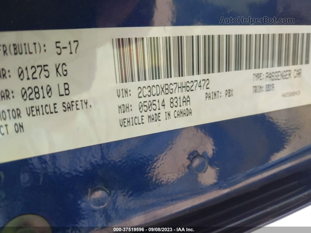 2017 Dodge Charger Se Blue vin: 2C3CDXBG7HH627472
