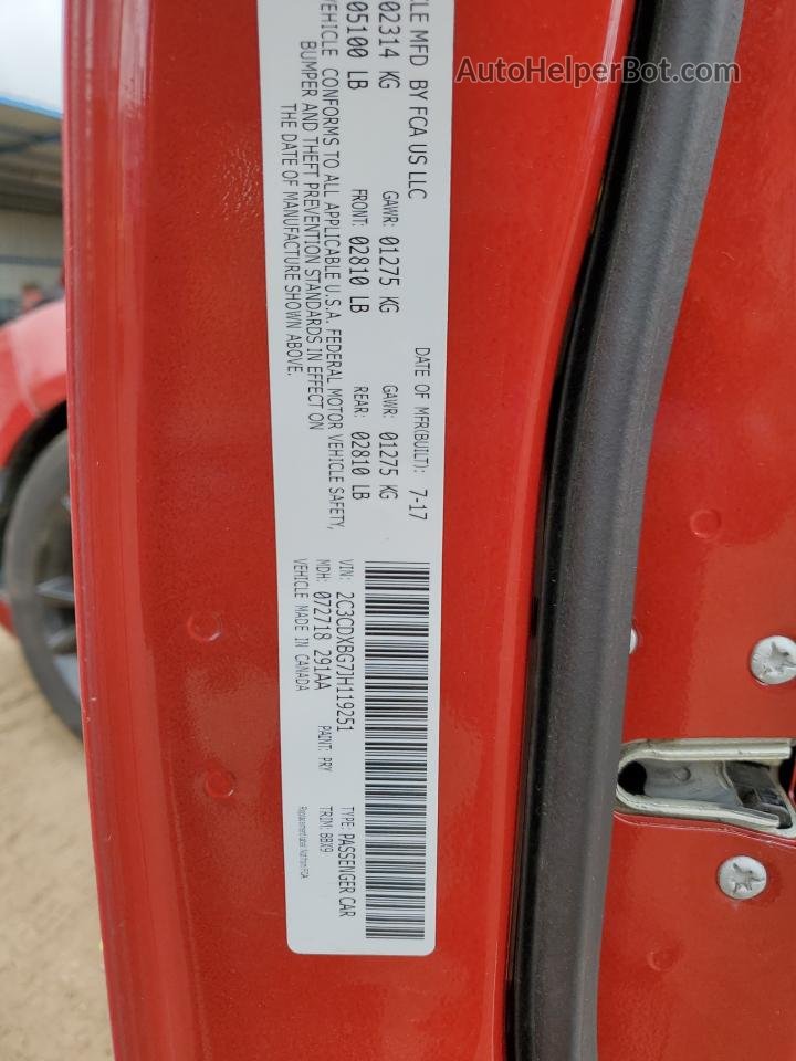 2018 Dodge Charger Sxt Красный vin: 2C3CDXBG7JH119251