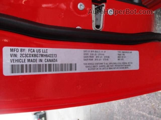 2021 Dodge Charger Sxt Красный vin: 2C3CDXBG7MH642273