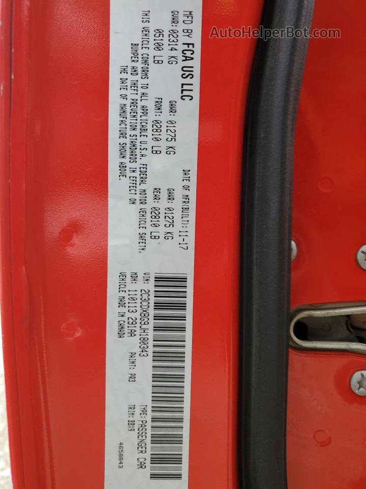 2018 Dodge Charger Sxt Red vin: 2C3CDXBG9JH180343