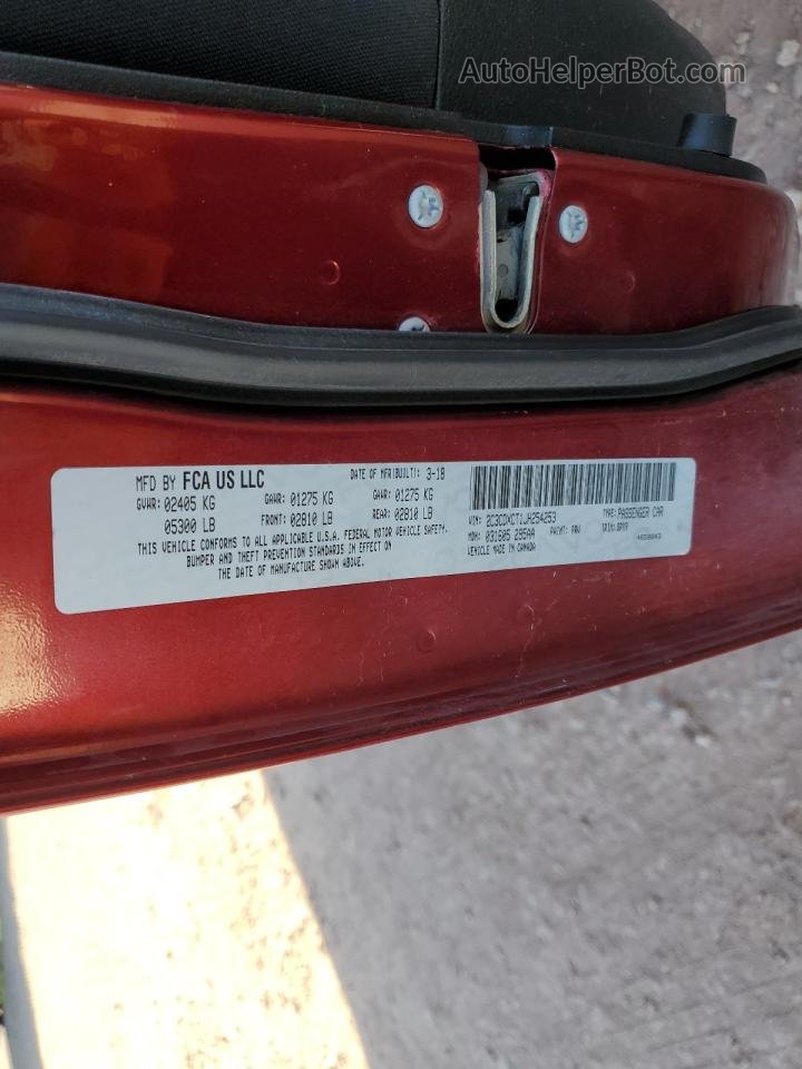 2018 Dodge Charger R/t Красный vin: 2C3CDXCT1JH254253