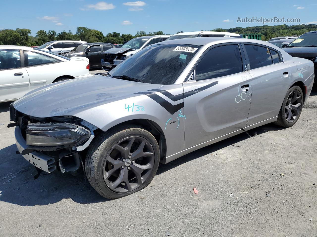 2018 Dodge Charger R/t Silver vin: 2C3CDXCT7JH233133