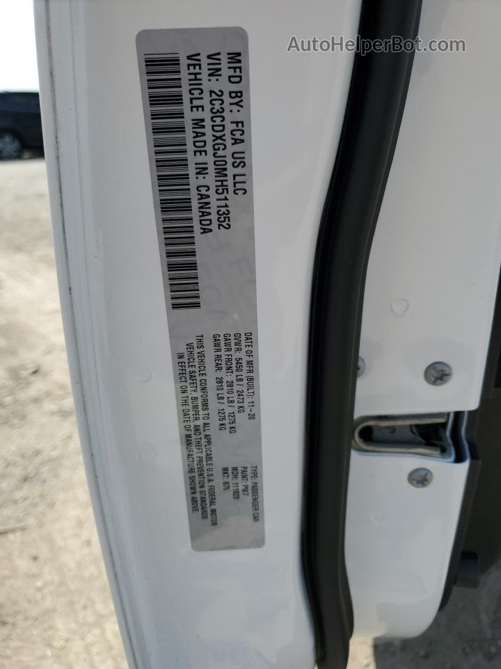2021 Dodge Charger Scat Pack Белый vin: 2C3CDXGJ0MH511352