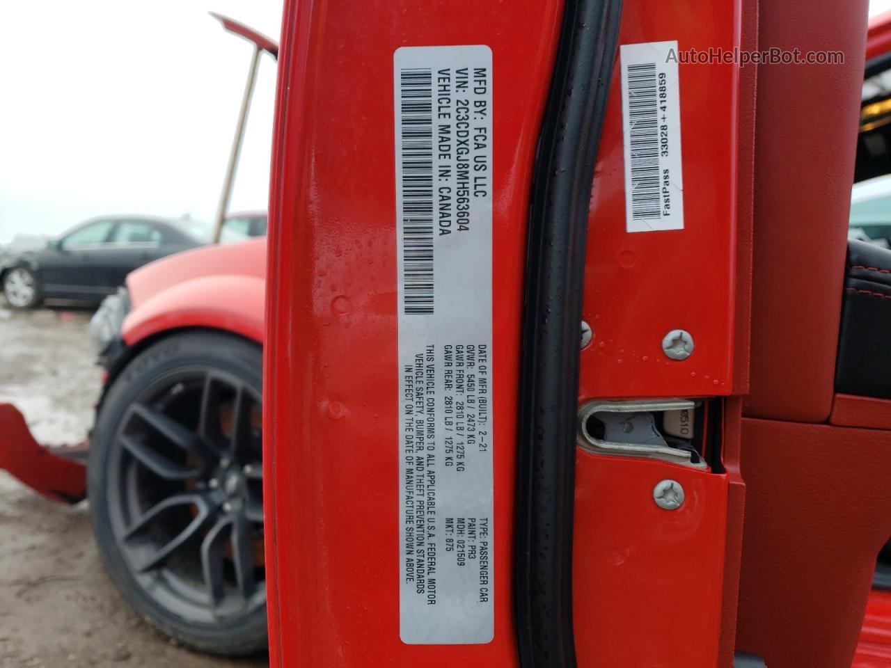 2021 Dodge Charger Scat Pack Красный vin: 2C3CDXGJ8MH563604