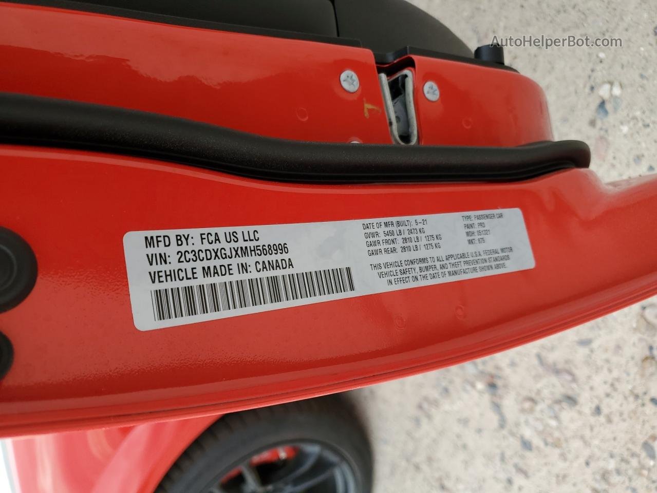 2021 Dodge Charger Scat Pack Red vin: 2C3CDXGJXMH568996