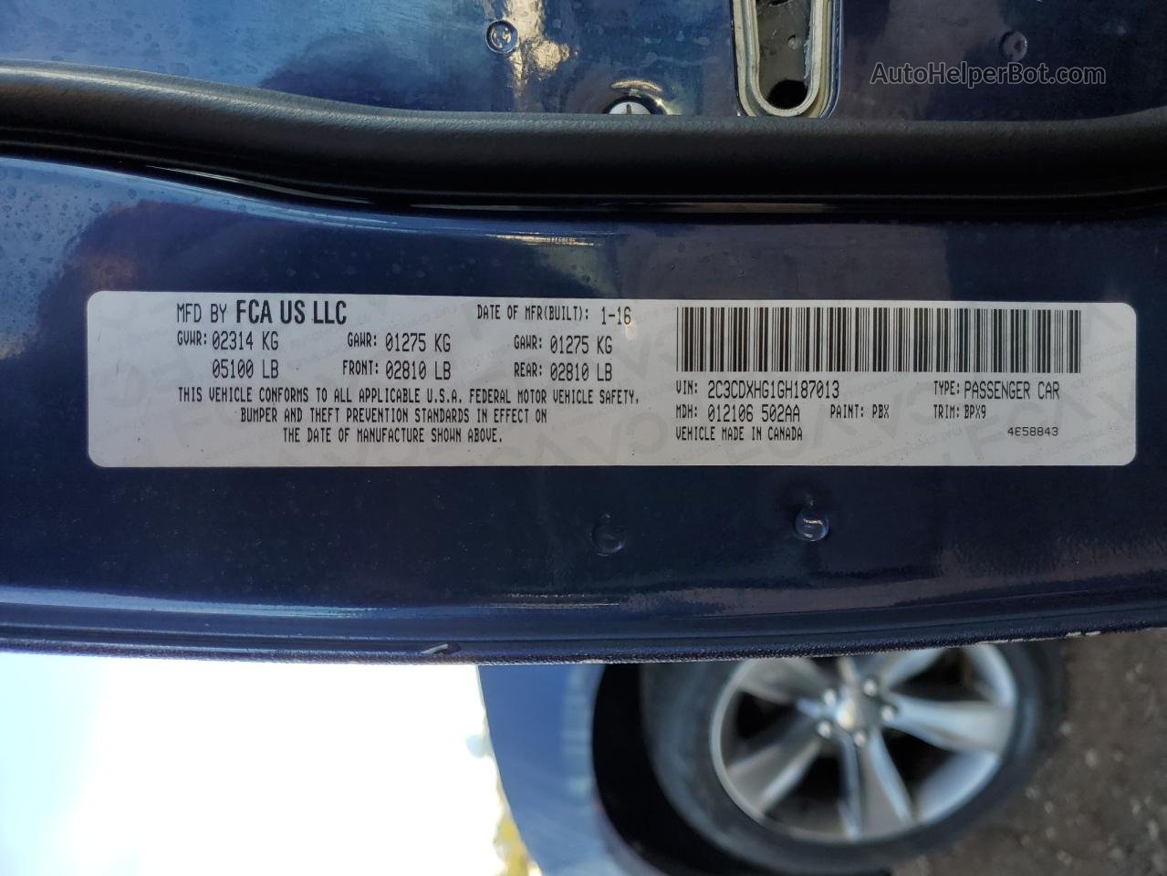 2016 Dodge Charger Sxt Blue vin: 2C3CDXHG1GH187013