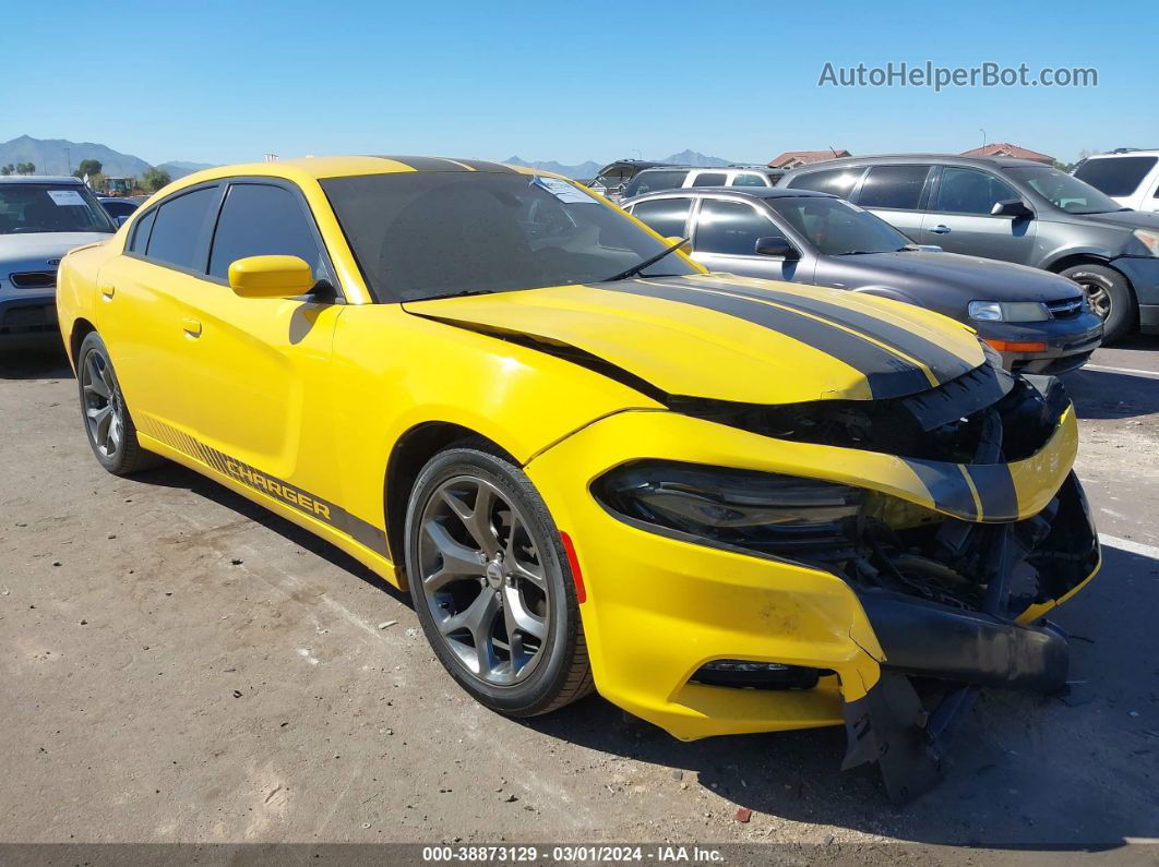 2017 Dodge Charger Sxt Rwd Yellow vin: 2C3CDXHG3HH576088