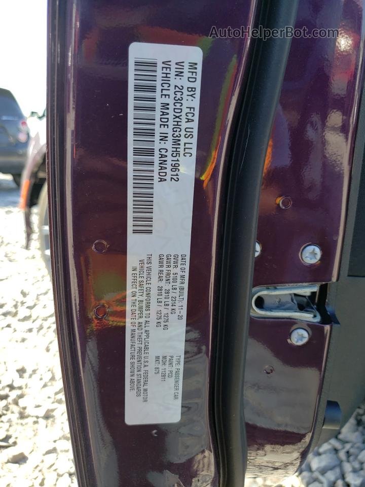 2021 Dodge Charger Gt Purple vin: 2C3CDXHG3MH519612