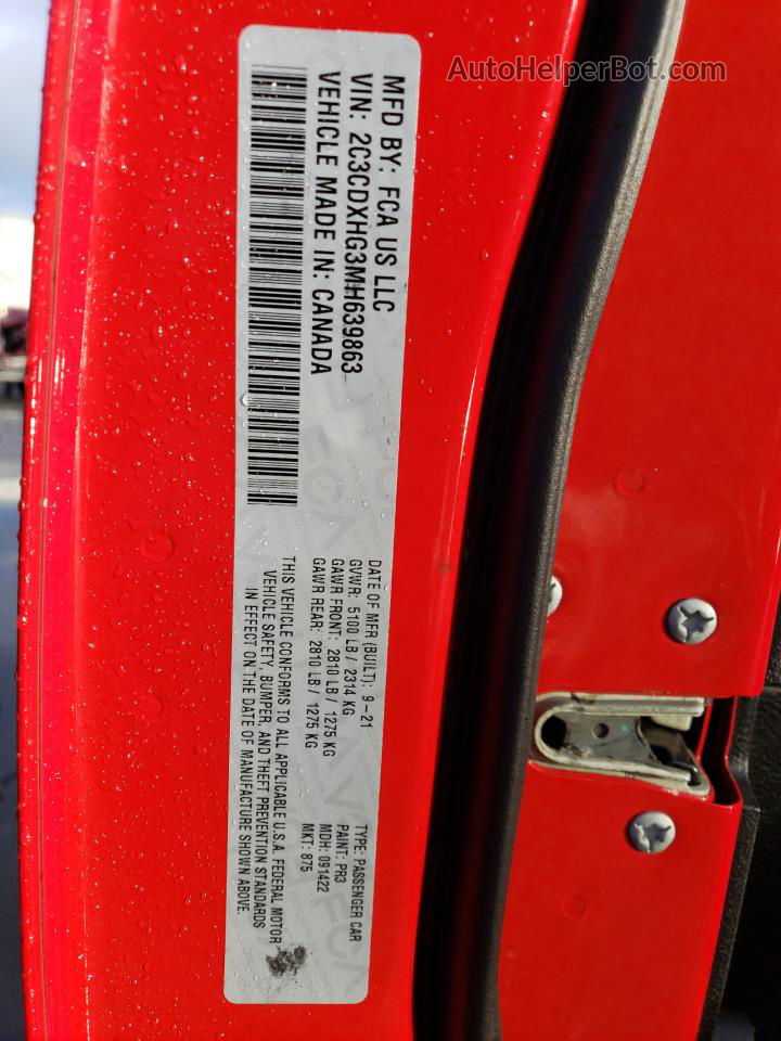 2021 Dodge Charger Gt Красный vin: 2C3CDXHG3MH639863