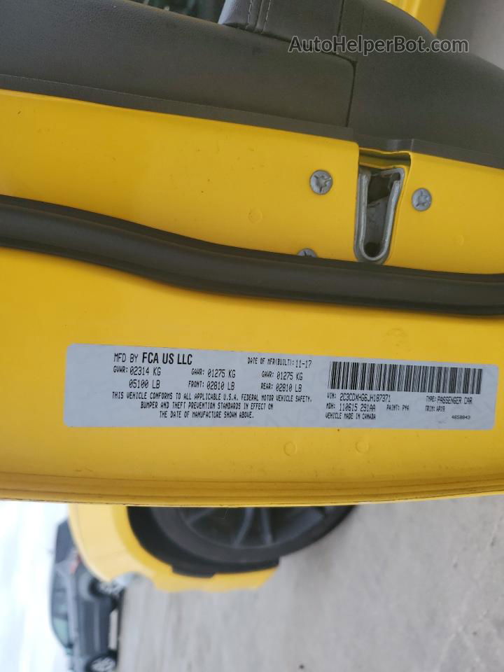 2018 Dodge Charger Sxt Plus Yellow vin: 2C3CDXHG6JH187371