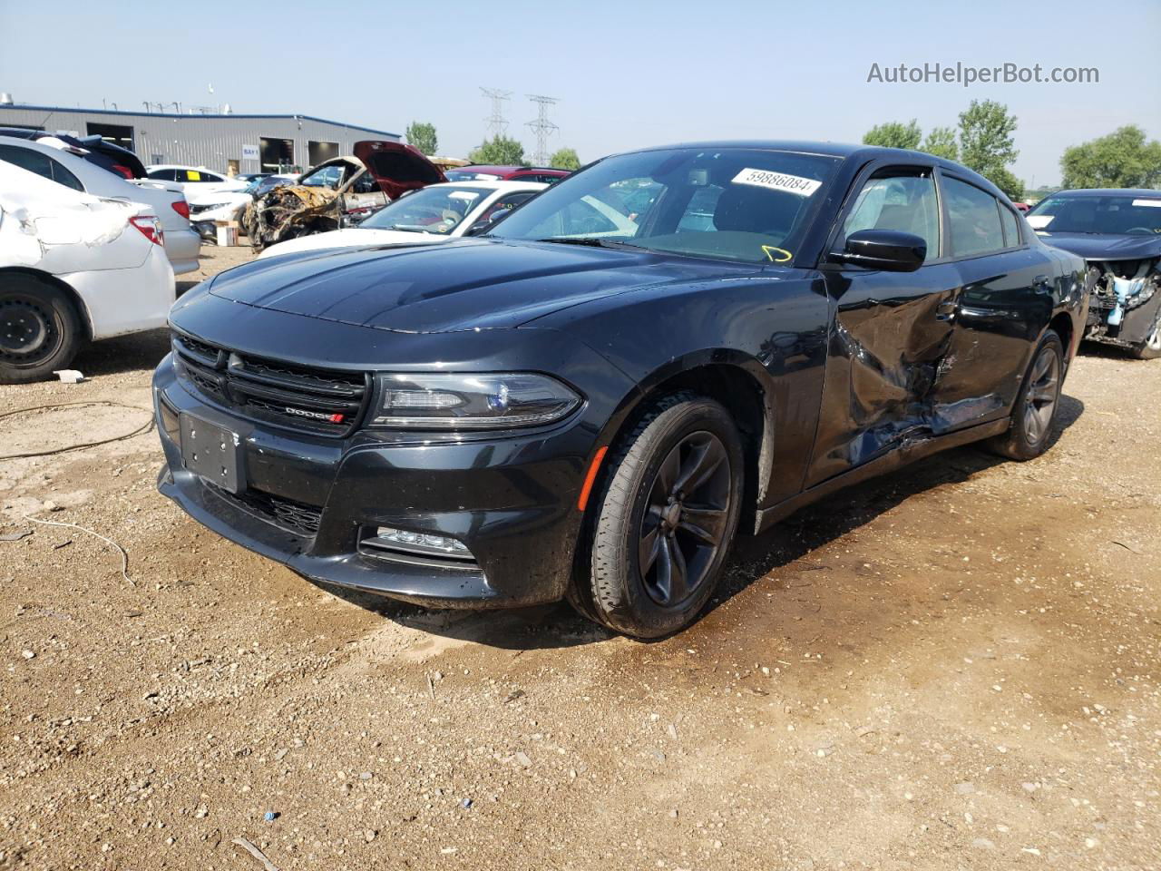 2017 Dodge Charger Sxt Black vin: 2C3CDXHG7HH655151