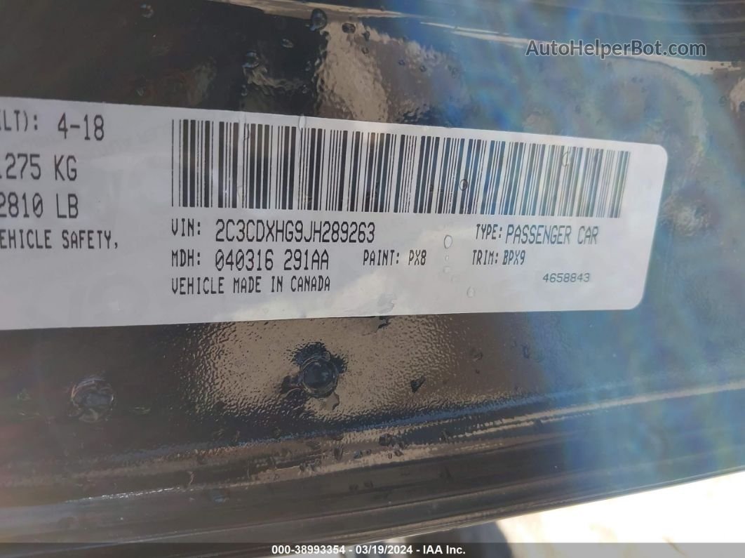 2018 Dodge Charger Sxt Plus Rwd Черный vin: 2C3CDXHG9JH289263