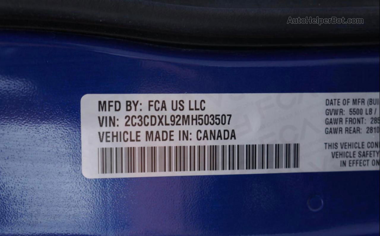 2021 Dodge Charger Srt Hellcat Blue vin: 2C3CDXL92MH503507