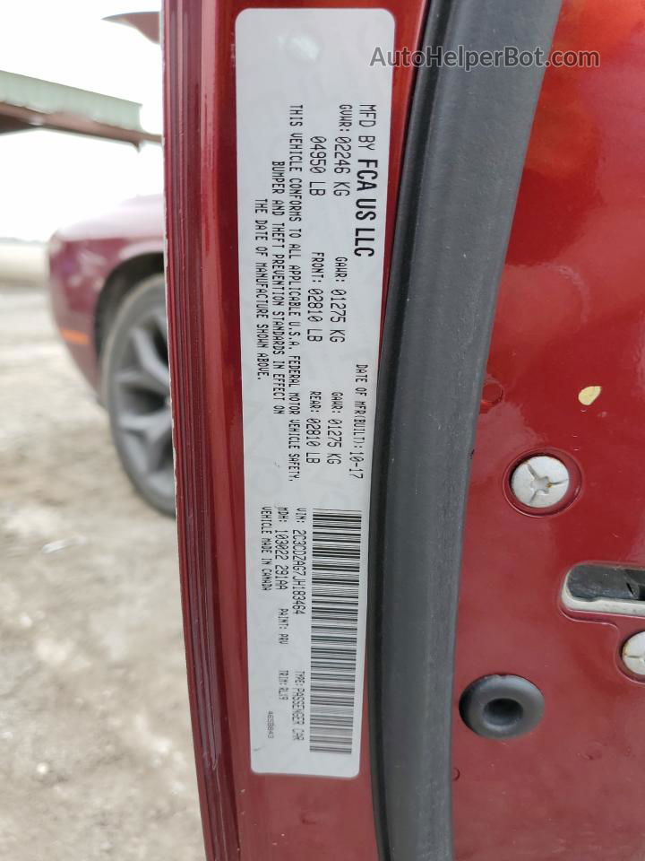 2018 Dodge Challenger Sxt Red vin: 2C3CDZAG7JH183464
