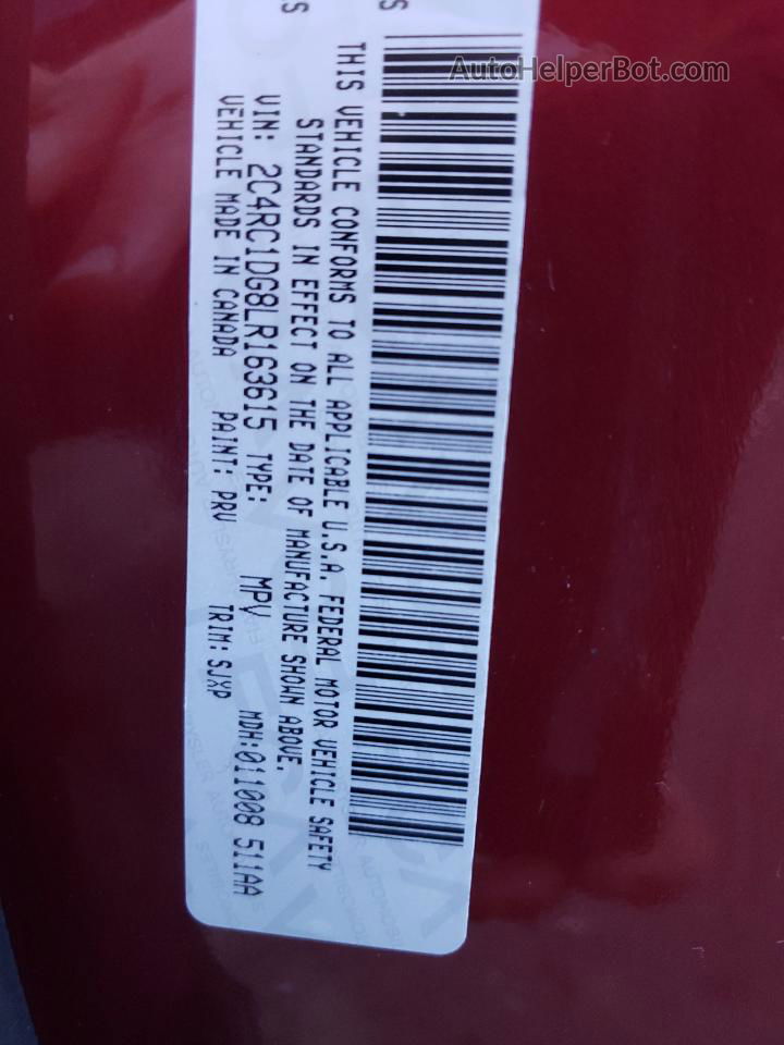 2020 Chrysler Voyager Lxi Бордовый vin: 2C4RC1DG8LR163615