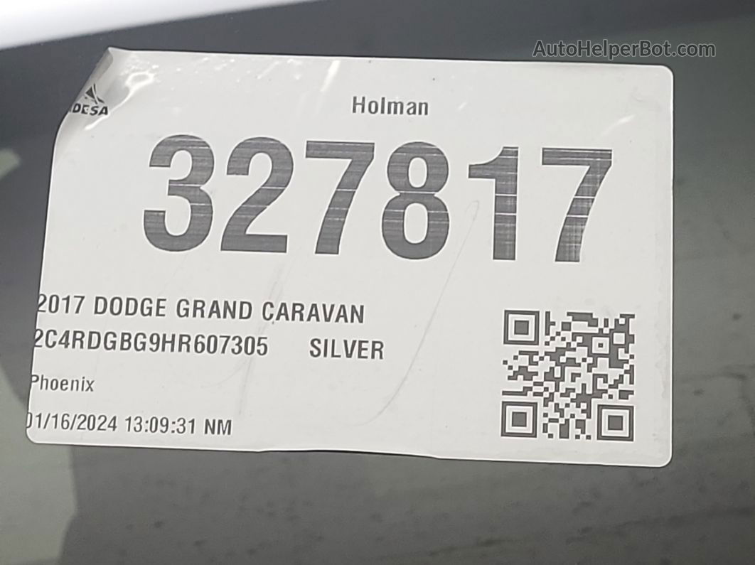 2017 Dodge Grand Caravan Se Белый vin: 2C4RDGBG9HR607305