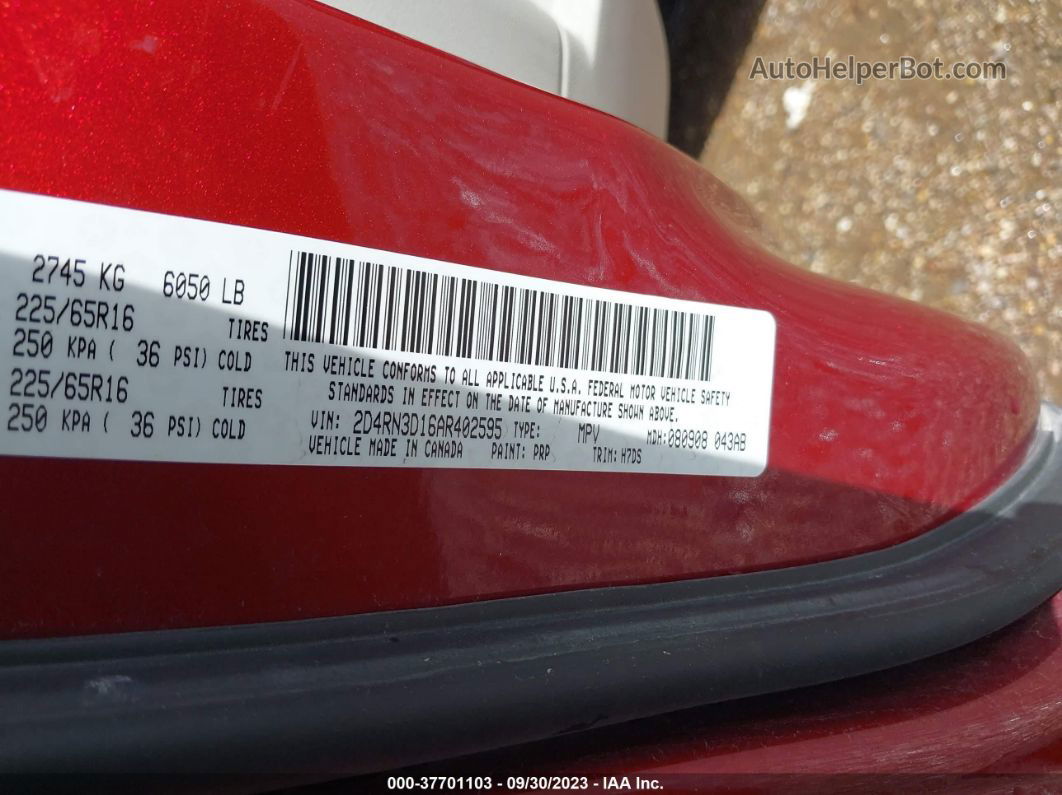 2010 Dodge Grand Caravan Hero Red vin: 2D4RN3D16AR402595