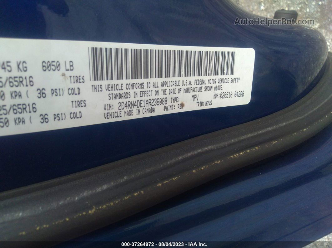 2010 Dodge Grand Caravan Se Blue vin: 2D4RN4DE1AR236088