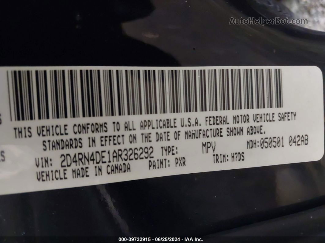 2010 Dodge Grand Caravan Se Black vin: 2D4RN4DE1AR326292