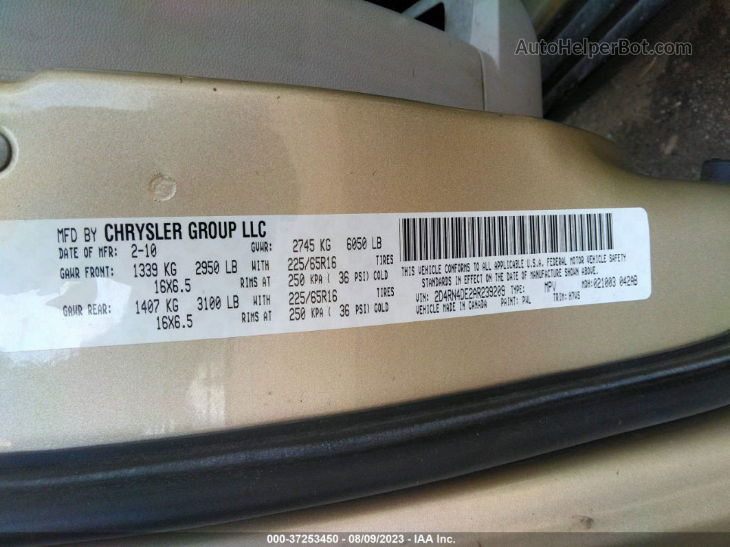 2010 Dodge Grand Caravan Se Золотой vin: 2D4RN4DE2AR239209