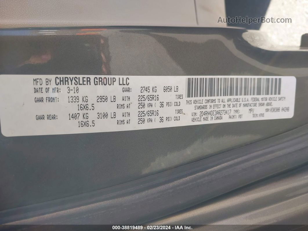 2010 Dodge Grand Caravan Se Gray vin: 2D4RN4DE3AR273417