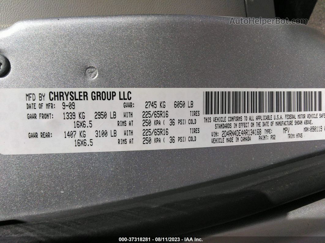 2010 Dodge Grand Caravan Se Silver vin: 2D4RN4DE4AR134168