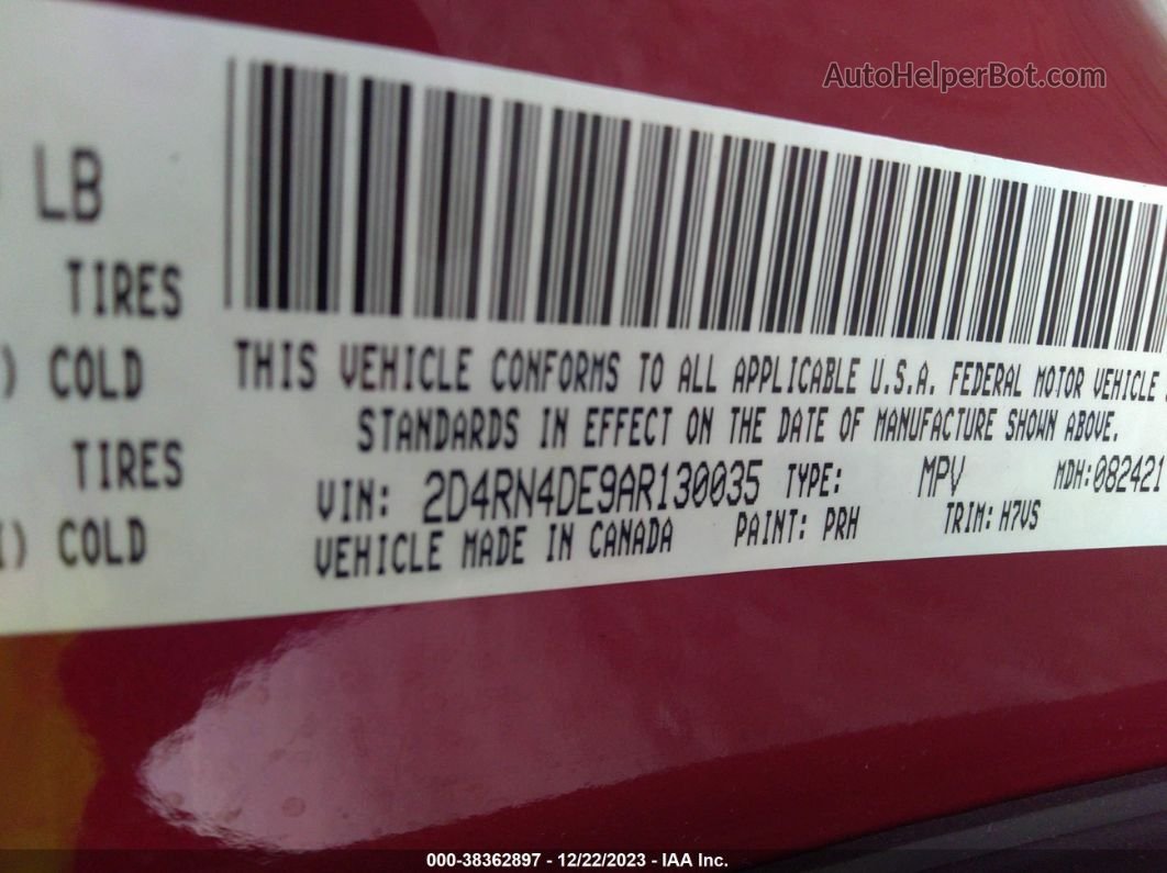 2010 Dodge Grand Caravan Se Red vin: 2D4RN4DE9AR130035