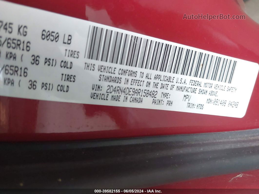 2010 Dodge Grand Caravan Se Red vin: 2D4RN4DE9AR158482