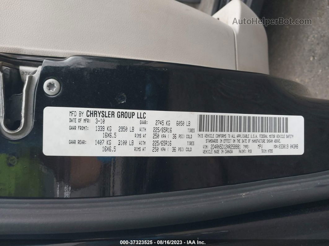 2010 Dodge Grand Caravan Sxt Черный vin: 2D4RN5D12AR259981