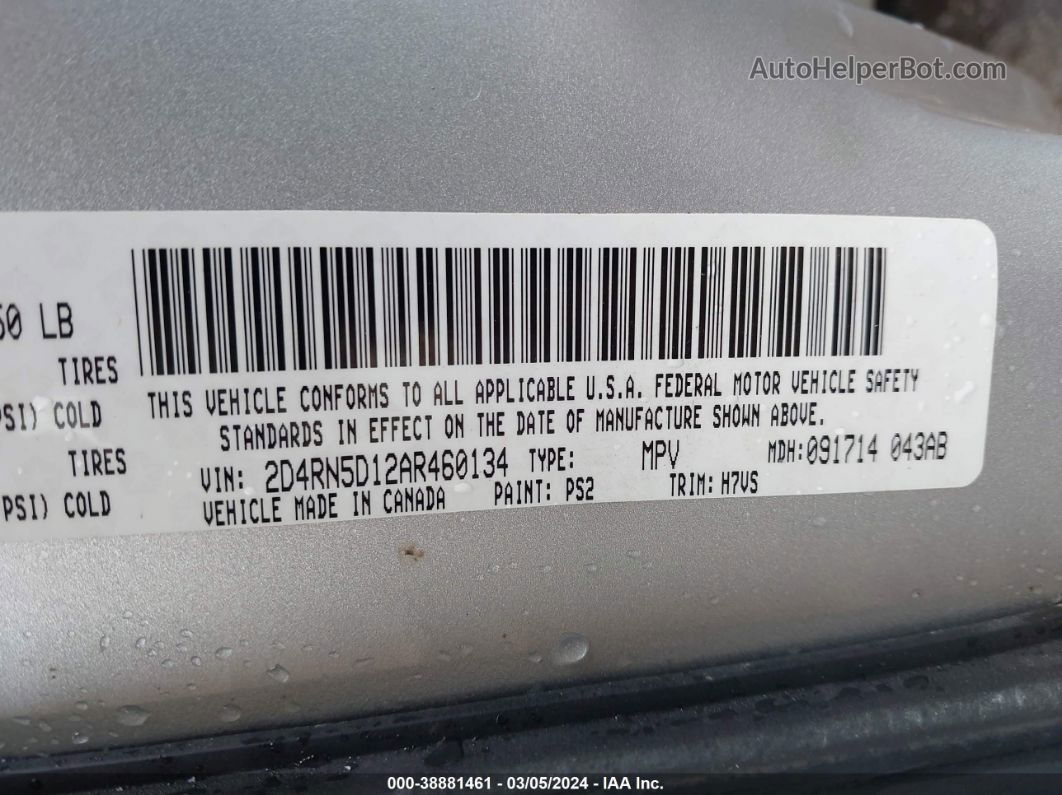 2010 Dodge Grand Caravan Sxt Серебряный vin: 2D4RN5D12AR460134