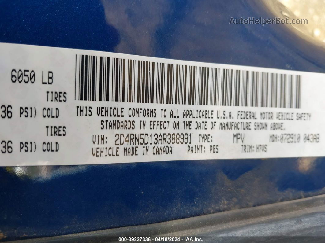 2010 Dodge Grand Caravan Sxt Dark Blue vin: 2D4RN5D13AR388991