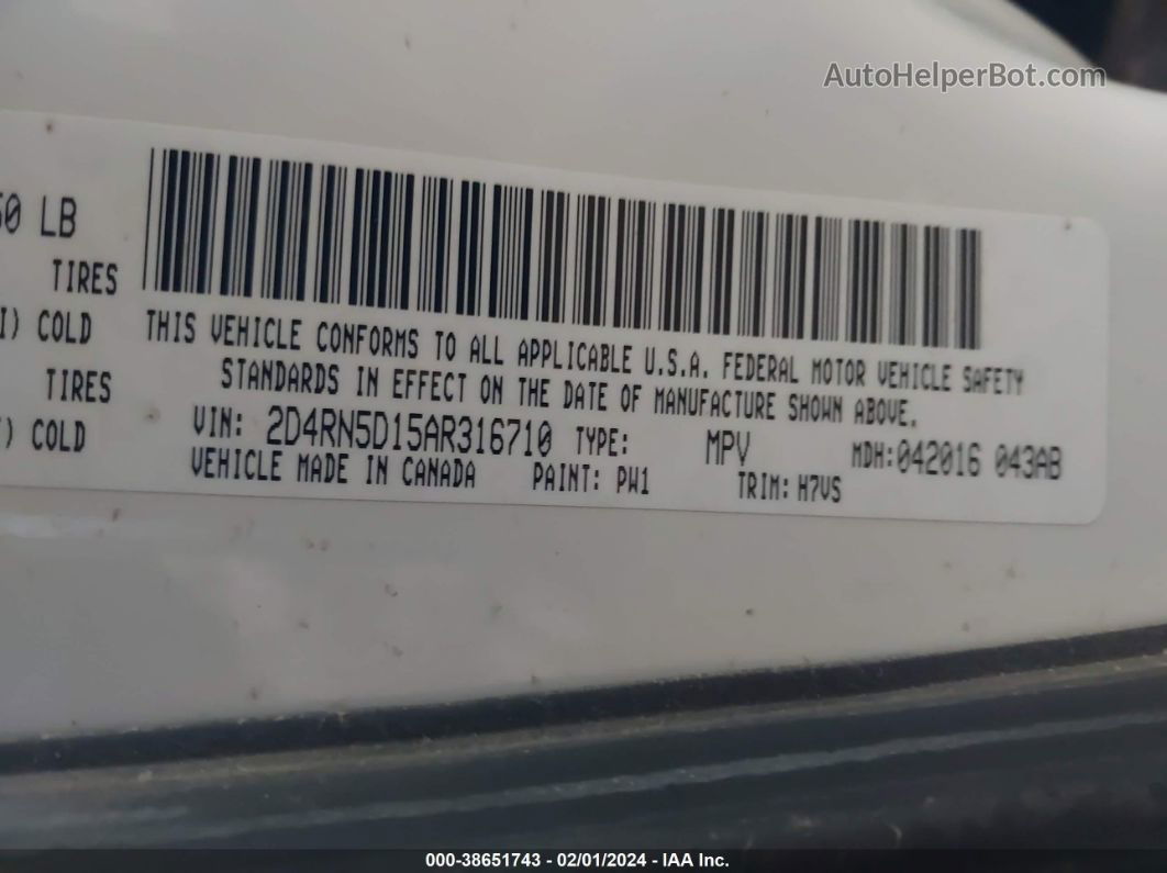 2010 Dodge Grand Caravan Sxt Белый vin: 2D4RN5D15AR316710