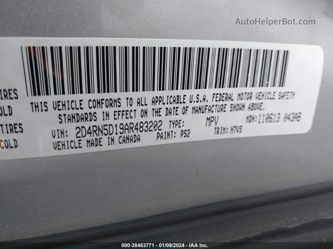 2010 Dodge Grand Caravan Sxt Silver vin: 2D4RN5D19AR483202