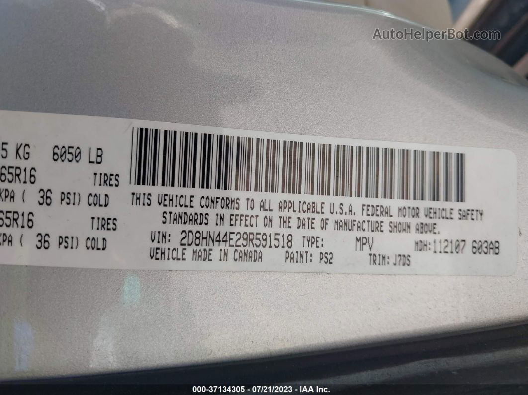 2009 Dodge Grand Caravan Se Silver vin: 2D8HN44E29R591518