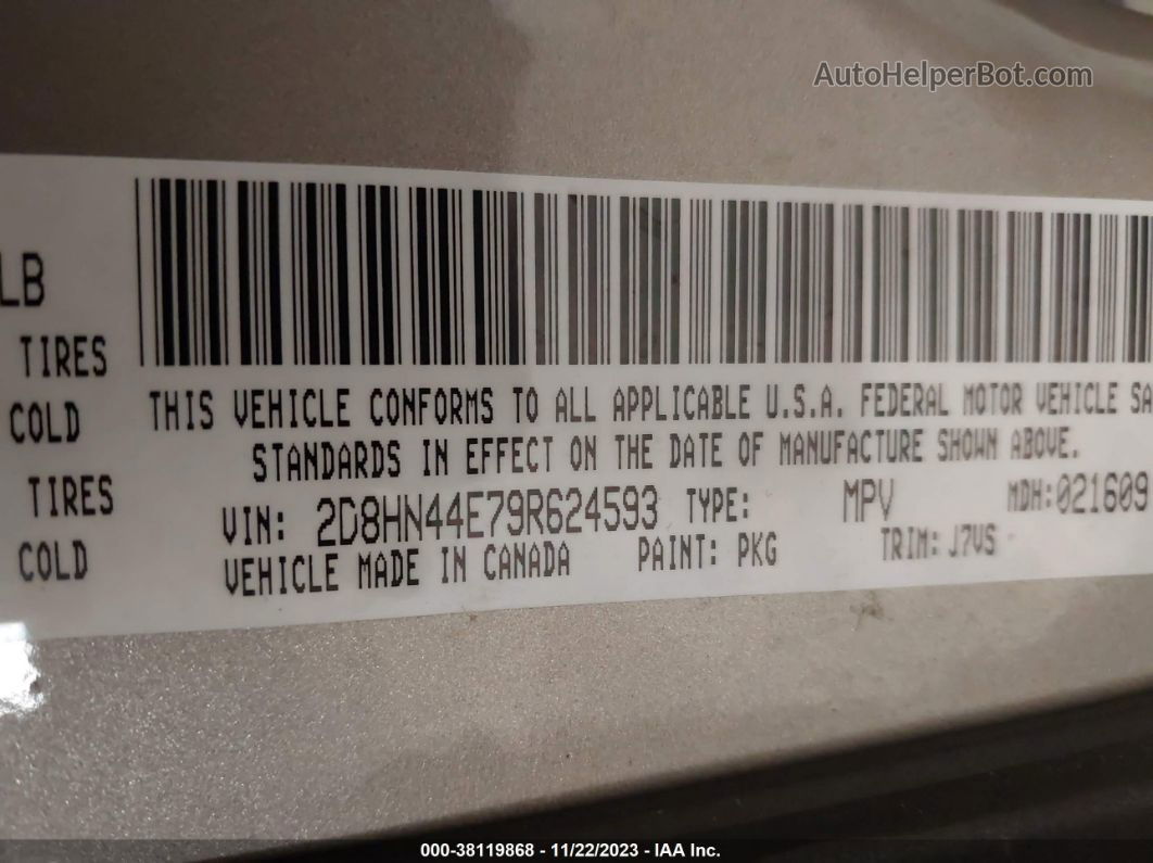 2009 Dodge Grand Caravan Se Tan vin: 2D8HN44E79R624593