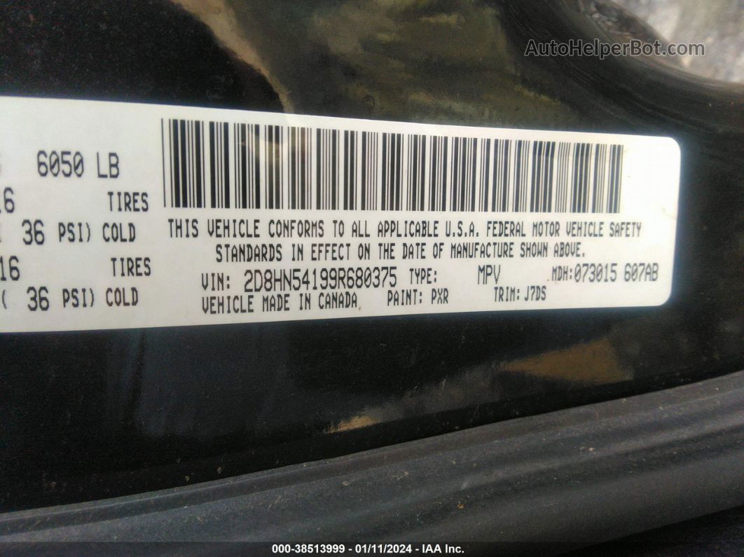 2009 Dodge Grand Caravan Sxt Черный vin: 2D8HN54199R680375