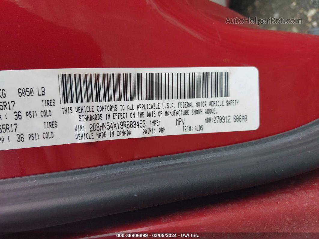 2009 Dodge Grand Caravan Sxt Red vin: 2D8HN54X19R683453