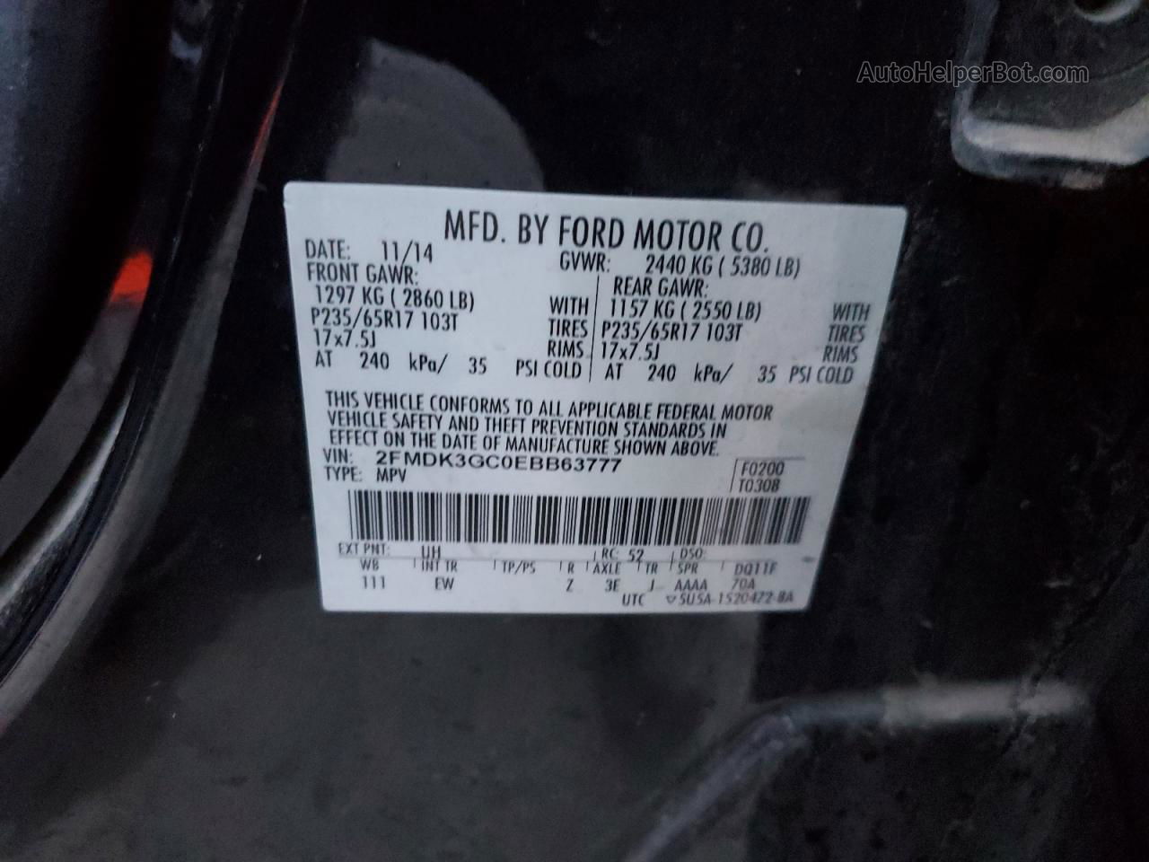 2014 Ford Edge Se Черный vin: 2FMDK3GC0EBB63777