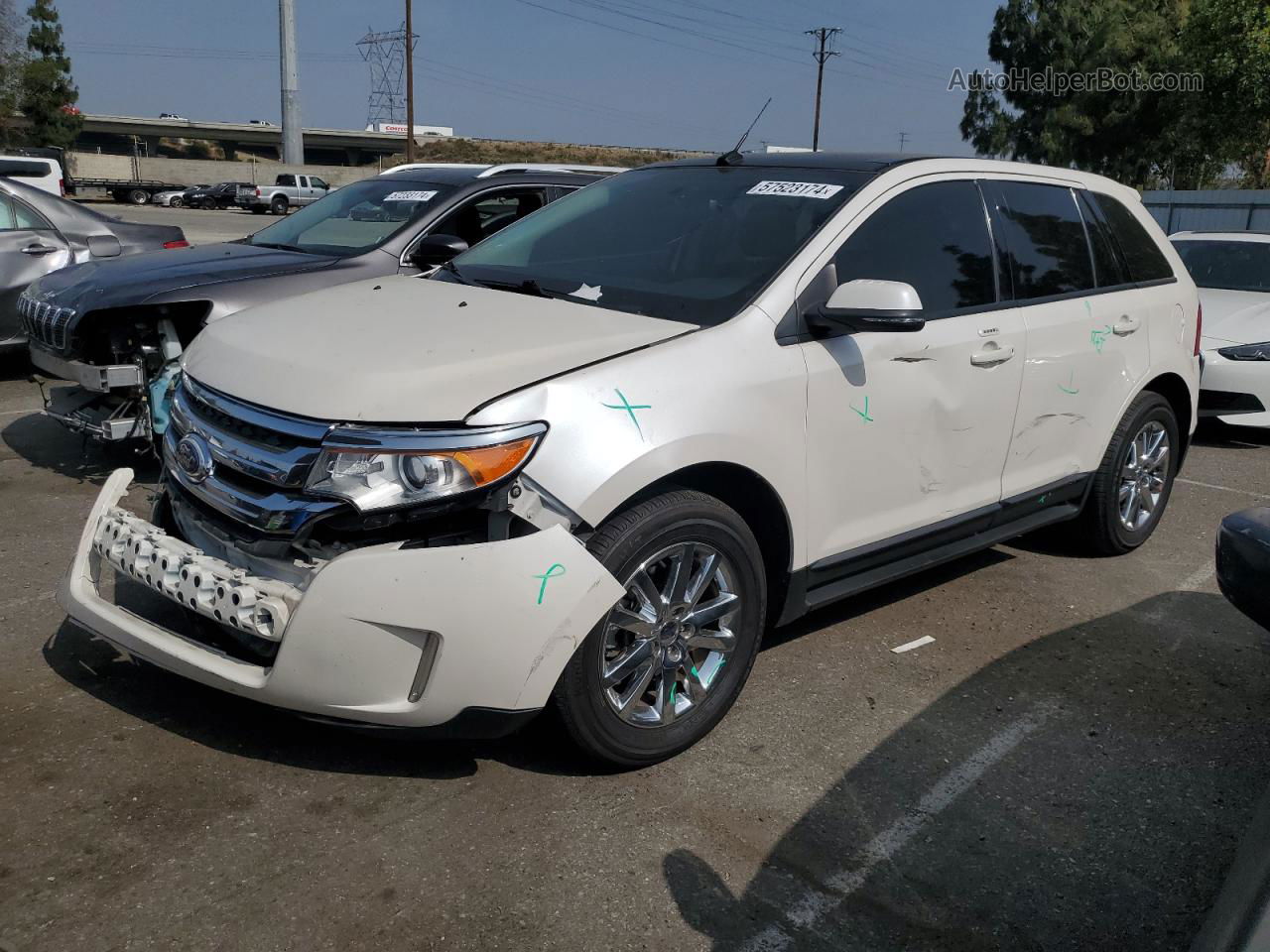 2014 Ford Edge Sel White vin: 2FMDK3J9XEBB55988