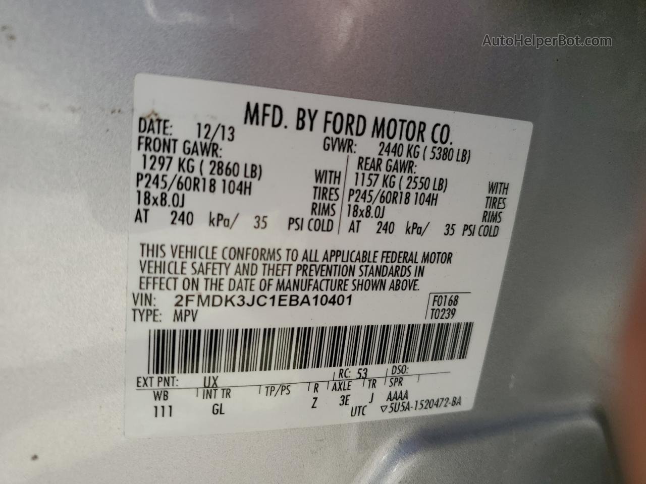 2014 Ford Edge Sel Silver vin: 2FMDK3JC1EBA10401