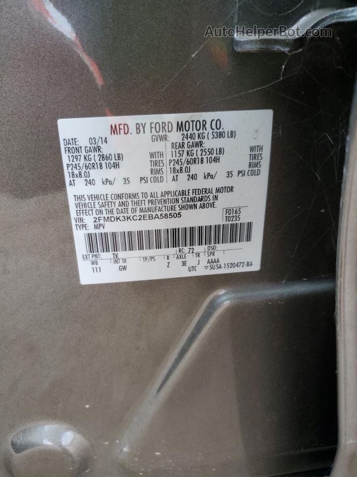 2014 Ford Edge Limited Серый vin: 2FMDK3KC2EBA58505